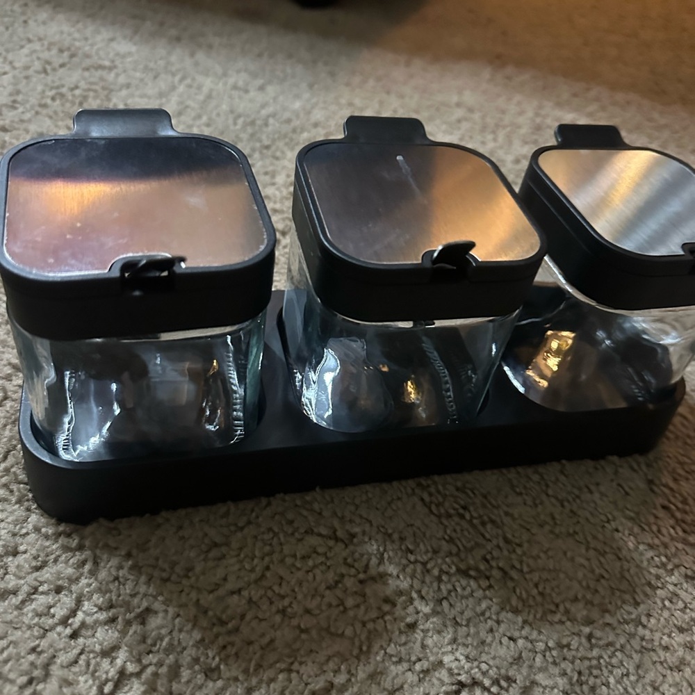 Amazon Black and Silver Spice Jar Set